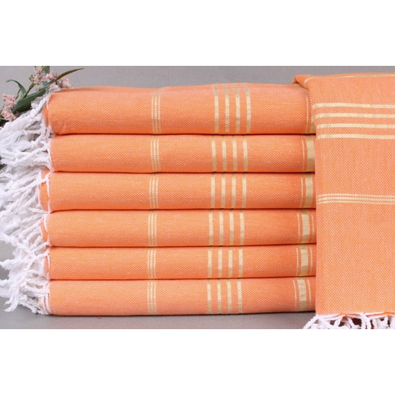 Custom Towel, Turkish Beach Towel, Orange-Gold Towel, Striped Towel, 71x40 Inches Custom Bath Towel, Fitness Towel, Guest Towel,
