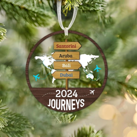 Custom Travel Adventure Ornament 2024, Personalized Traveling Destination Christmas Ornament, Trip Gift, Travel Keepsake for Adventurers