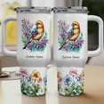 thumbnail image 1 of Custom Travel Mug for American Goldfinch Enthusiasts - 40oz Tumbler with Lid, Handle & Straw - Cute Gift for Bird Lover Girls or Women on Birthday or Holiday Celebration, 1 of 6