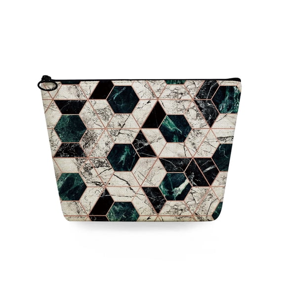 Custom Travel Toiletry Bag Green Geometry Pattern Printed Women's Cosmetic Bags Simple Makeup Organizer High Quality Pencil Case