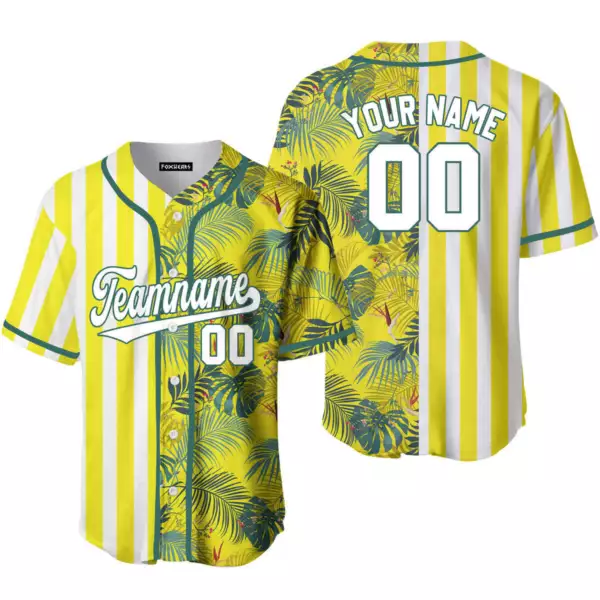 Afro Tropical Flowers Baseball Jersey Yellow Version LT18