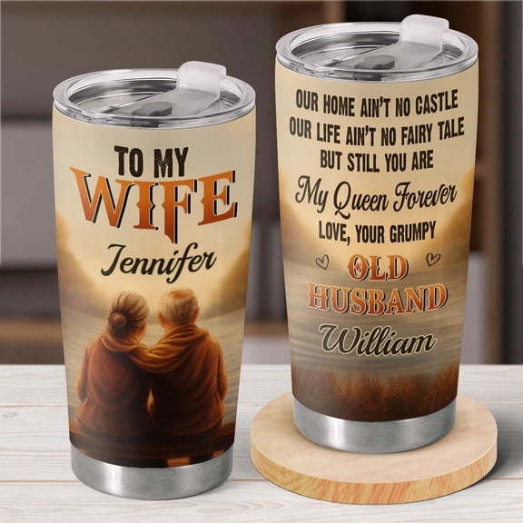 Custom Tumbler, Personalized Anniversary Wedding Gifts For Husband And Wife, Him And Her, To My Wife You are My Queen Forever, Sentimental Gift For Him, Mr and Mrs Gifts