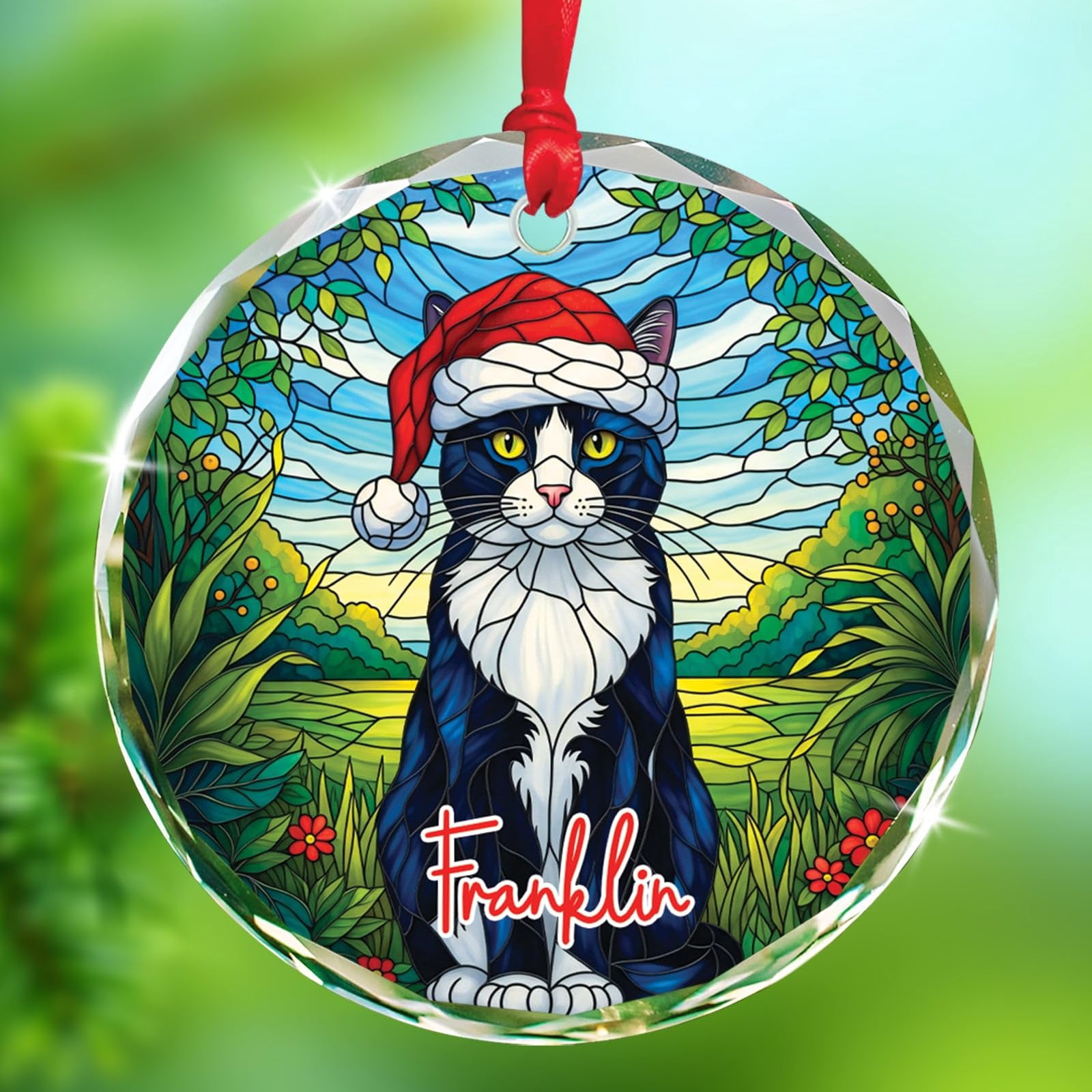 Custom Tuxedo Cat Stained Glass Ornament Gifts for Pet Lovers, Tuxedo ...
