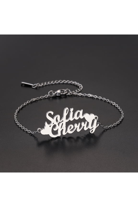 Custom Two Names Chain Bracelet For Couples Family English Letters Bangle Handmade Jewelry Anniversary Mother's Day Gift