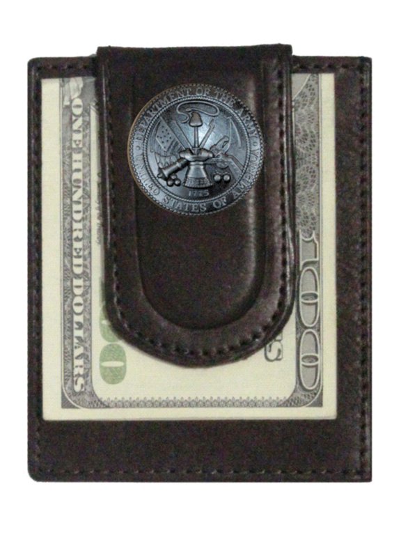 Custom U S Army Paul and Taylor Money Clip Wallet Brown