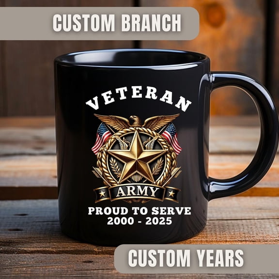 Custom U.S. Army Veteran Coffee Mug, Military Hero Cup, Marine Navy Air Force Retirement Gift