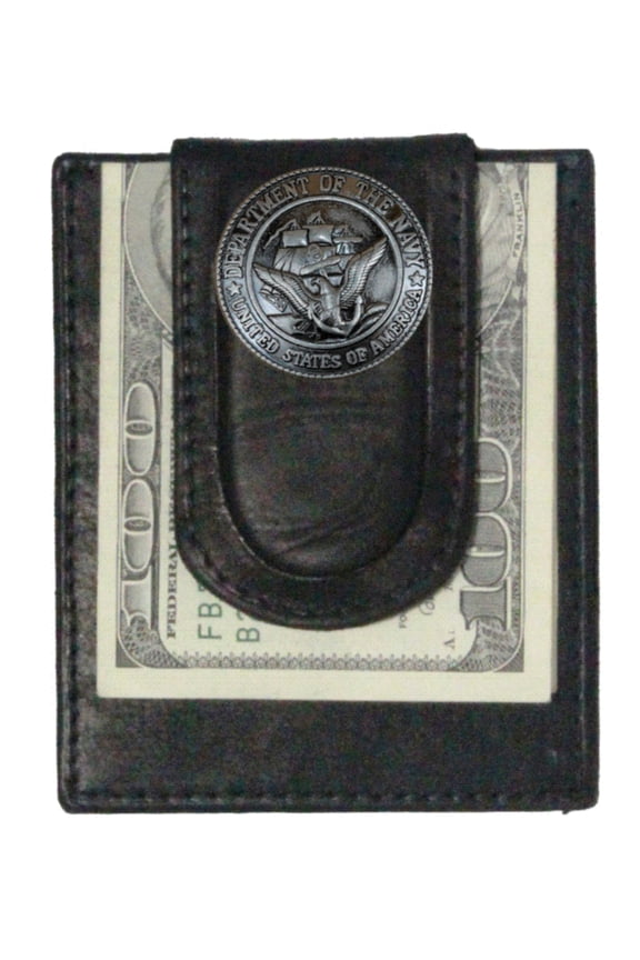 Custom U S Navy Paul and Taylor Money Clip Wallet Black