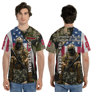 Custom US Veteran Soldier 3D T-Shirt, Tactical Patriot Veteran 3D Tee, US Flag Military Camo 3D Print Shirt