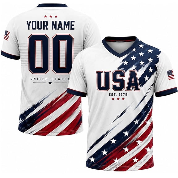 Custom USA Soccer Jersey 2026, Personalized Team Name and Number Soccer Fan Shirt, Patriotic Nation Country Style Tshirt for Men Women S-5XL