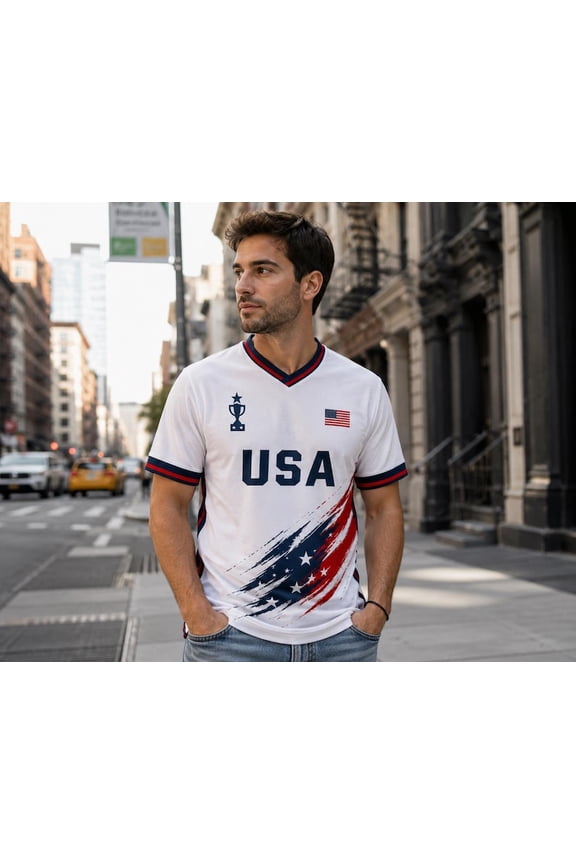 Custom USA Soccer Jersey for Men Women - Personalized Name Number Football Shirt - Patriotic American Flag Supporter Fan Gift Sports Tee Sportswear