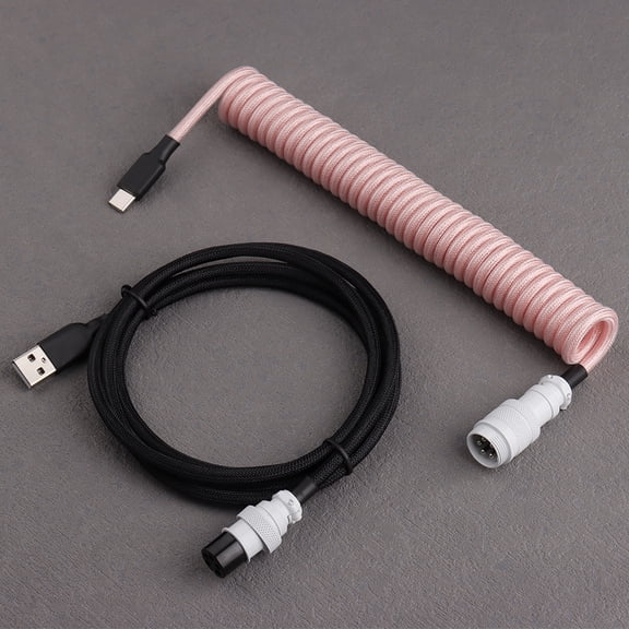 Custom USB-A to USB-C Aviator Coiled Cable Nylon Braided for Mechanical Keyboards