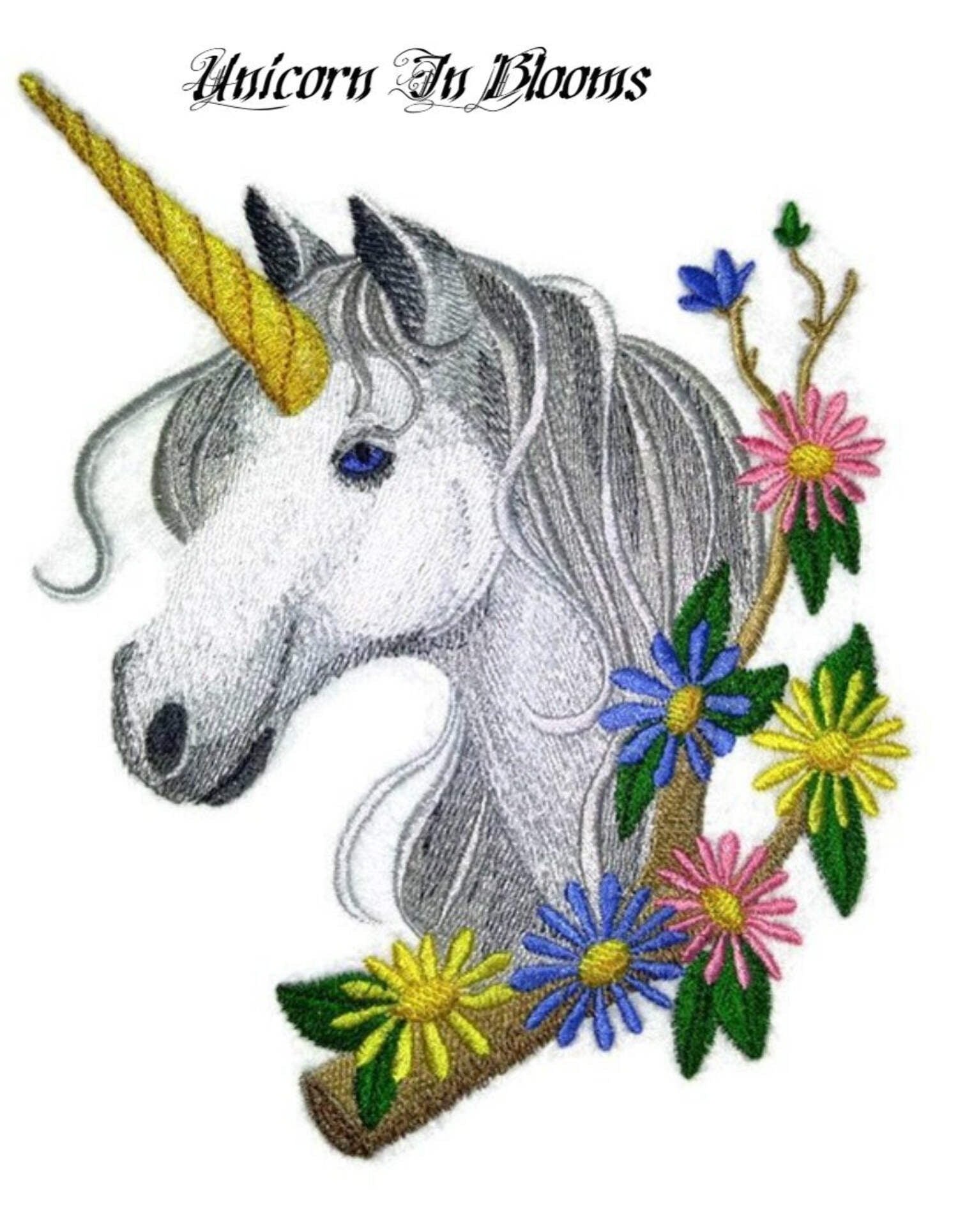 Custom Unicorn In Blooms Embroidery Iron On/Sew patch [7.52" X 5.86"]