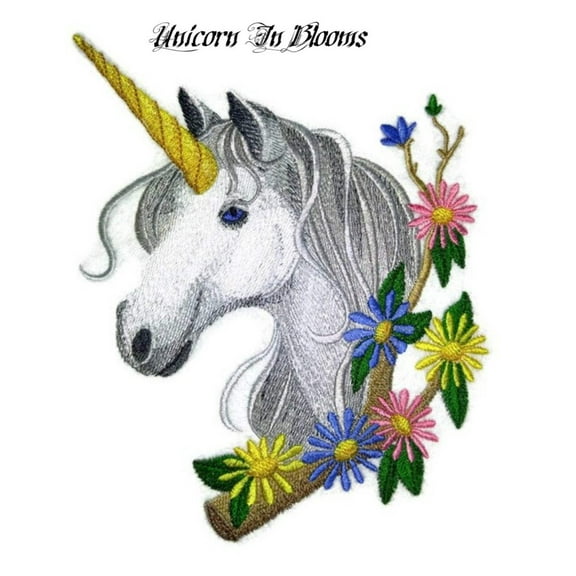 Custom Unicorn In Blooms Embroidery Iron On/Sew patch [7.52" X 5.86"]