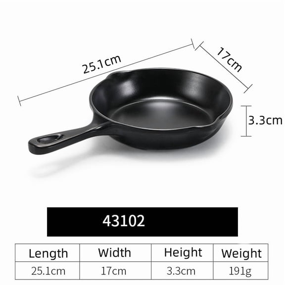 Custom Unique Restaurant Home Baking Pan Brunch Plates Black A5 Melamine Dinner Plate With Handle