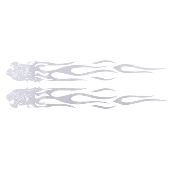 Custom Universal Motorcycle Flame Gas Tank Decal Set 35 White