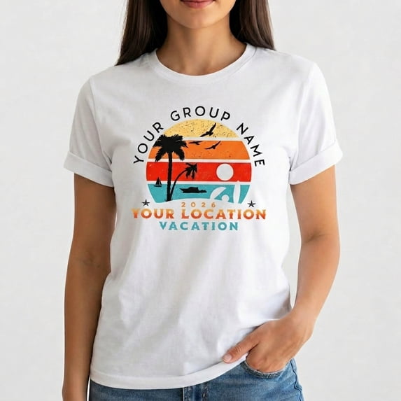 Custom Vacation Group T-Shirt Personalized Beach Trip Shirt, Family Trip Matching Tee, Your Group Name Location Vacation Shirt