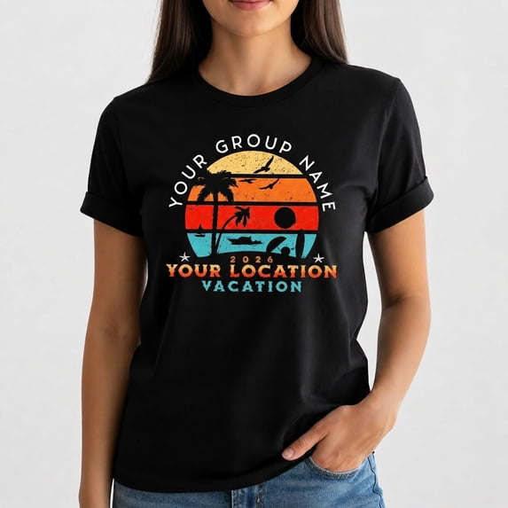 Custom Vacation Group T-Shirt Personalized Beach Trip Shirt, Family Trip Matching Tee, Your Group Name Location Vacation Shirt