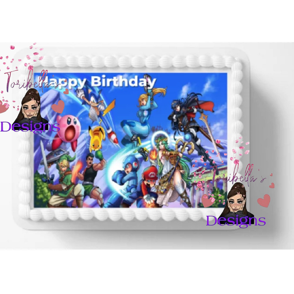 Custom Video Game Birthday Edible Image Cake Topper, by ToriBellas Designs