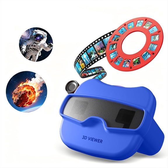 Custom Viewfinder Reel with 6Pieces Classic Retro 3D Viewer Slides Toys for Kids Ages 3+ Visual Education Indoor Play Gifts-Blue