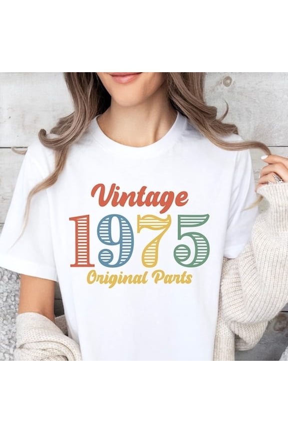 Custom Vintage Birthday Shirt, Personalised Birthday Tshirt, 50th Birthday T-Shirt, Original Parts Bday Top, Cute Birthday Gift T Shirt