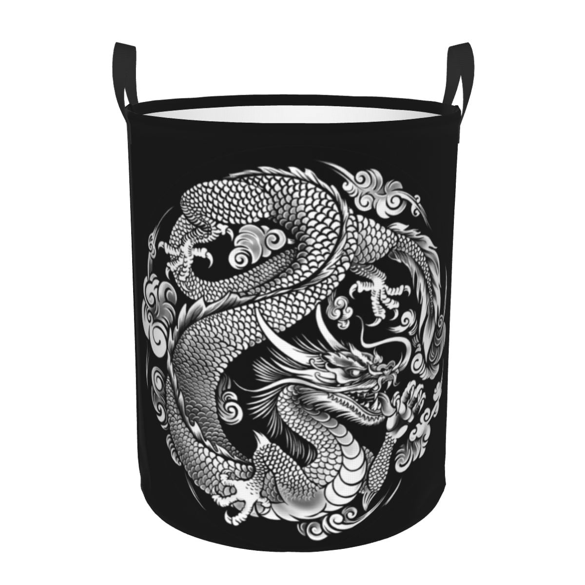 Janpanese Floral Dragon Print Laundry Basket