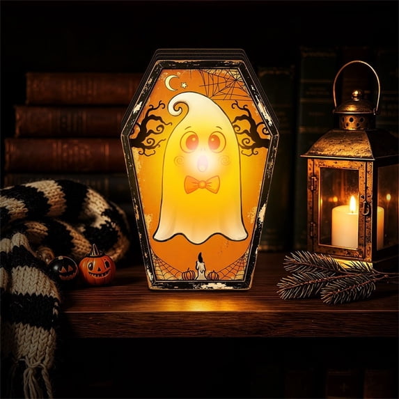 Custom Vintage Halloween Decor Indoor, Retro Wooden Block for Shelf Decor, Coffin Halloween Decor Halloween Wooden Decorations, Freestanding Tabletop Blocks