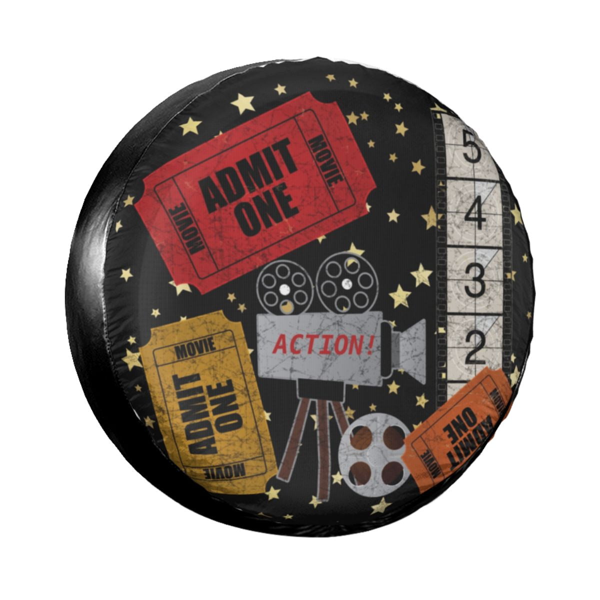 Custom Vintage Movie Night Spare Tire Cover for Pajero Camera Ticket