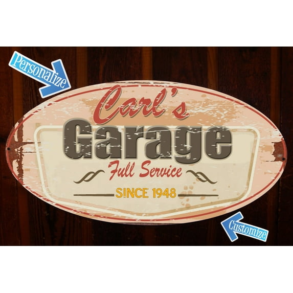 Custom, Vintage Tin Sign for Garage, Shop or Man Cave. Personalized Sign.