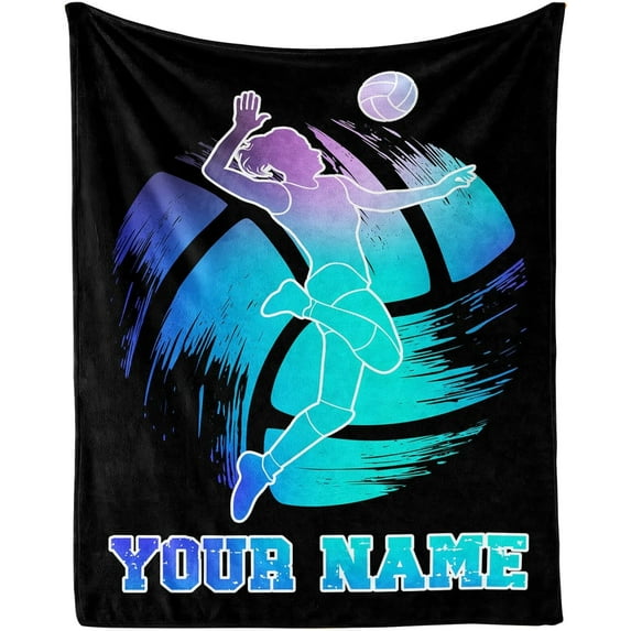Custom Volleyball Blanket with Name for Women, Personalized Cool Volley Ball Themed Design Printed Throw Blankets for Teens Adults Lap, Chair Sofa, Giftable Blanket, 50"x 60"