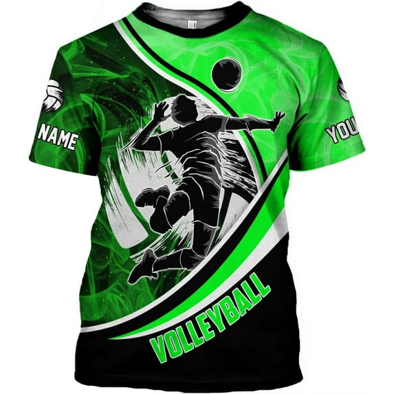 Custom Volleyball Shirts for Men, Volleyball T Shirts for Women, Personalized Name and Number Volleyball Player Clothes Gift (Green, S)
