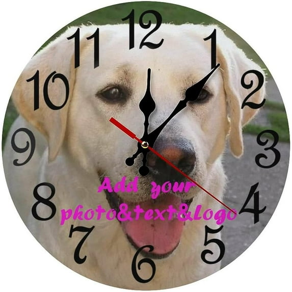 Custom Wall Clock,Personalized Wood Clock add Your Photo/Text,Customizable Silent Round Decoration for Kitchen Bathroom 10inch