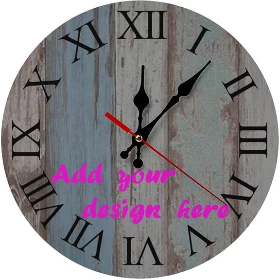 Custom Wall Clock,Personalized Wood Clock add Your Photo/Text,Customizable Silent Round Decoration for Kitchen Bathroom 10inch