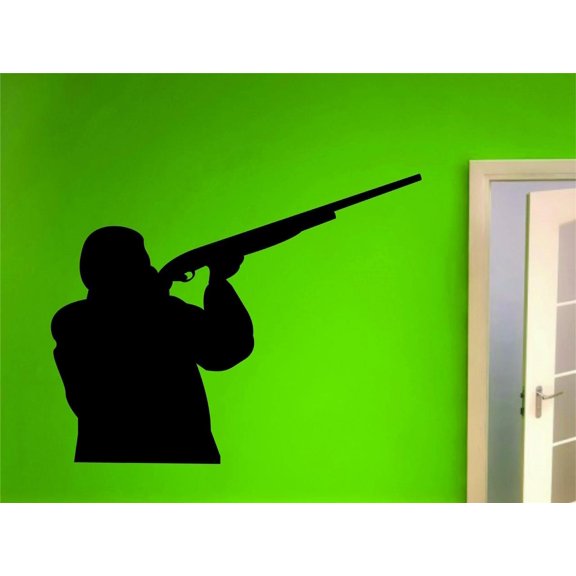 Custom Wall Decal Animal Hunting Hunter Man Gun Boys Mens Bed Room Sports Sticker Vinyl Wall 16 X 24"