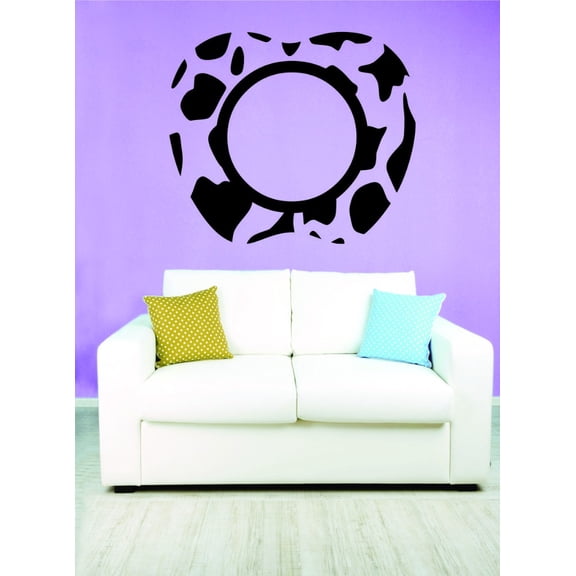 Custom Wall Decal : Apple Giraffe Animal Print Pattern Circle Frame 16x24"