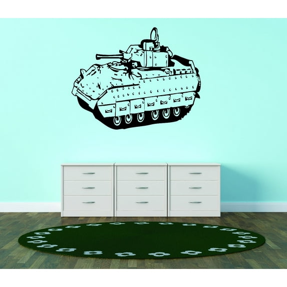 Custom Wall Decal : Army War Fighting Tank Silhouette 16x24 Inches