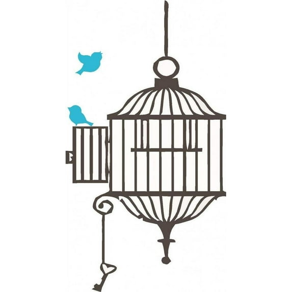 Do It Yourself Wall Decal Sticker Bird In A Cage (2) Living Room Size: 8 X16"