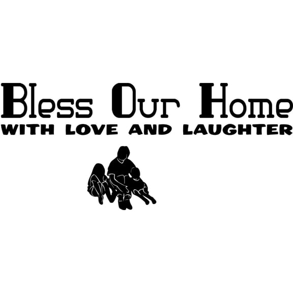 Custom Wall Decal Bless Our Home With Love And Laughter Personalized Custom Made With Name - Sticker Wall 12 X 30"