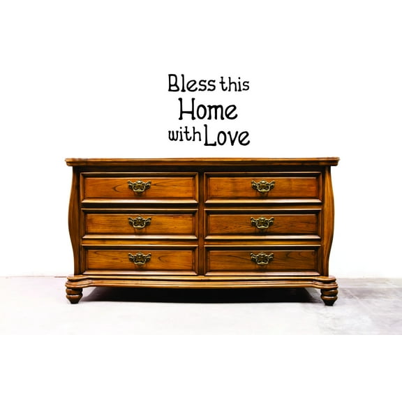 Custom Wall Decal Bless this home with Love Design Living Room Sticker Art Vinyl Wall Decal 16x16 Inches