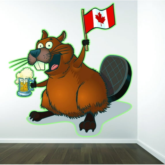 Custom Wall Decal : Canadian Beaver Canada Flag 20x30 Inches
