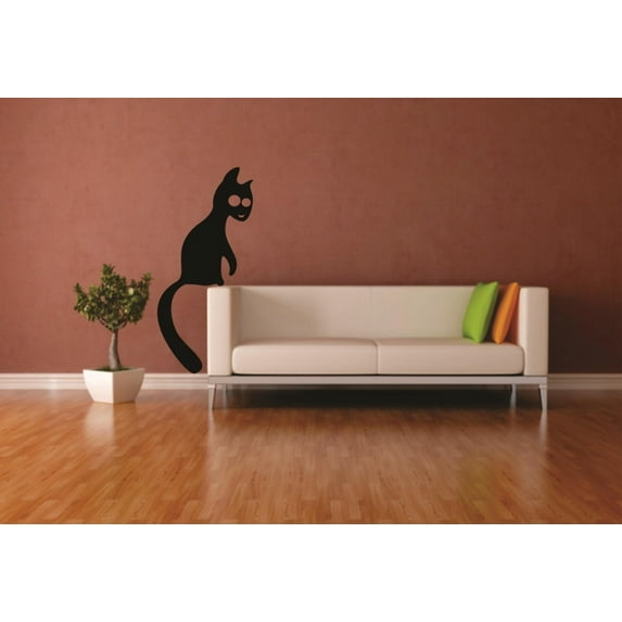 Custom Wall Decal Cat Design Animal - Kids Boys Girls Bed Room - - Vinyl Wall Sticker : 14 X 28"