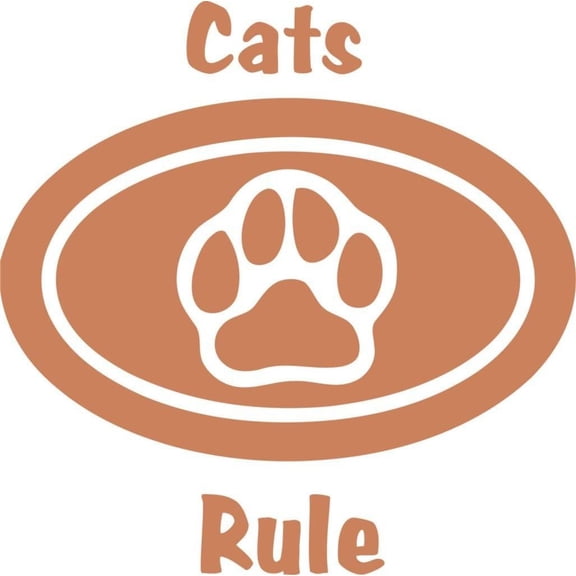 Custom Wall Decal Cats Rule Sign With Paw Print Picture Animal Removable Stick On Print Sticker - Vinyl Wall Decal 12x12