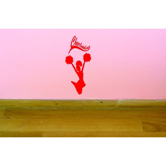 Custom Wall Decal Cheerleading Cheerleader Pom Poms Sports Girl Team Vinyl Wall Sticker Teen Bedroom 10x20"