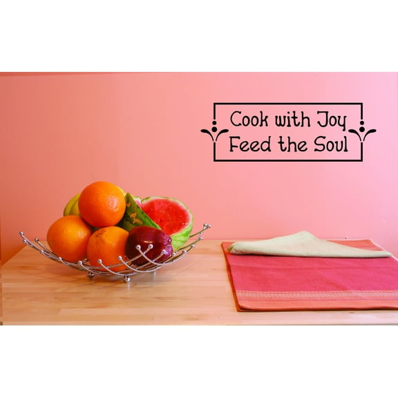 Custom Wall Decal Cook with joy. Feed the soul. Kitchen Decor Quote Vinyl Wall - 12x30"