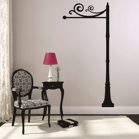 Custom Wall Decal : Curly Standing Hanger Art Design With Pole Silhouette 20x40"