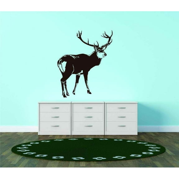 Custom Wall Decal Deer Buck Antlers Hunting Wildlife Animal Vinyl Wall Bedroom Decoration Kids Boy Girl Teen Dorm Room 15x15