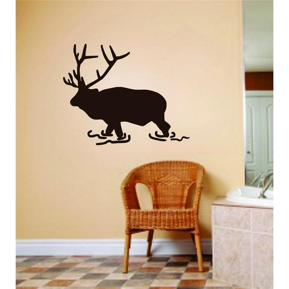 Custom Wall Decal Deer Buck Moose Image Animal Hunting Hunter Man Gun Boys Kids Bed Room Sports Vinyl Wall 10 X 20"