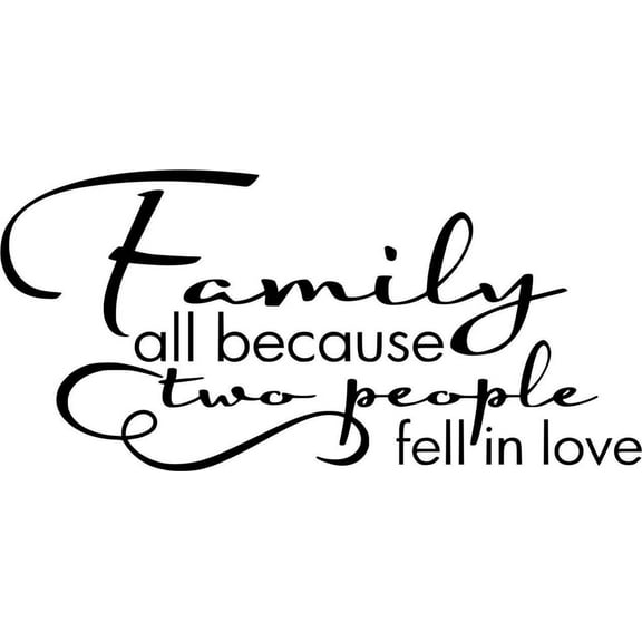 Custom Wall Decal Family All Because - Living Room - Home Decor Sticker - Vinyl Wall 10x20"