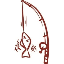 Custom Wall Decal Fishing Pole Mens Picture Art - Peel & Stick Vinyl Wall Decal Sticker 8x20 Inches