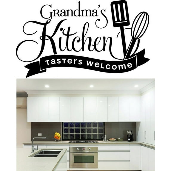 Custom Wall Decal : Grandma's Kitchen Tasters Welcome Cooking 10x20 Inches