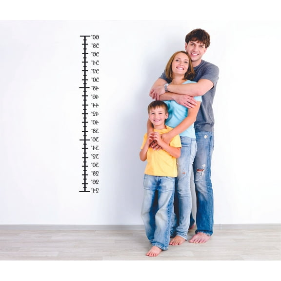 Custom Wall Decal Growth Chart Black Picture Art - Kids Bed Room - Peel & Stick Sticker - Vinyl Wall Decal